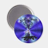 Advent, kerstartik op blauwe groene regenboog magneet (Voorkant / Achterkant)