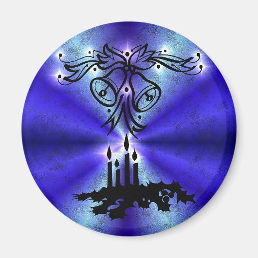 Advent, kerstartik op blauwe groene regenboog magneet (Voorkant)