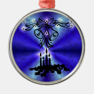 Advent, kerstartik op blauwe groene regenboog metalen ornament