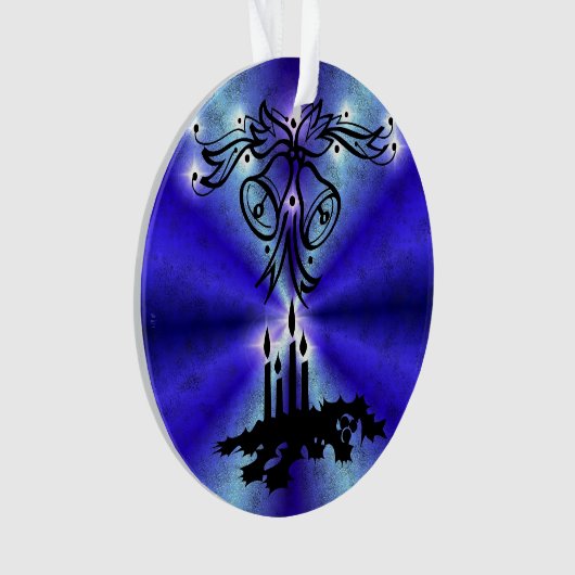 Advent, kerstartik op blauwe groene regenboog ornament (voorkant)