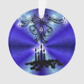 Advent, kerstartik op blauwe groene regenboog ornament (voorkant)