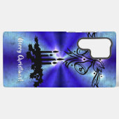 Advent, kerstartik op blauwe groene regenboog samsung galaxy hoesje (Achterkant horizontaal)