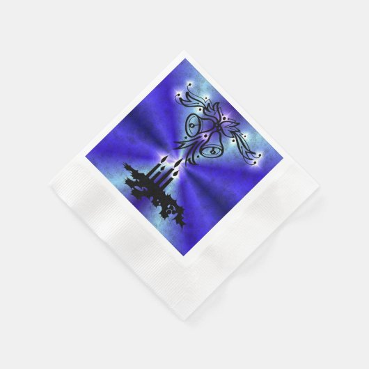 Advent, kerstartik op blauwe groene regenboog servet (Hoek)