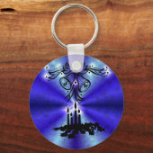 Advent, kerstartik op blauwe groene regenboog sleutelhanger (Voorkant)