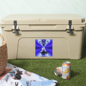 Advent, kerstartik op blauwe groene regenboog sticker (Koeler)