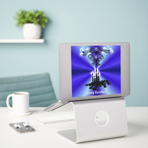 Advent, kerstartik op blauwe groene regenboog sticker