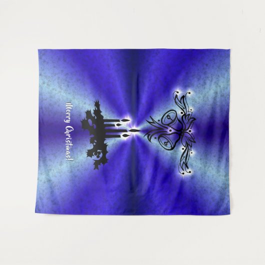 Advent, kerstartik op blauwe groene regenboog wandkleed (Voorkant (horizontaal))