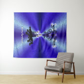 Advent, kerstartik op blauwe groene regenboog wandkleed (In Situ (horizontaal))