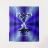 Advent, kerstartik op blauwe groene regenboog wandkleed (Voorkant)