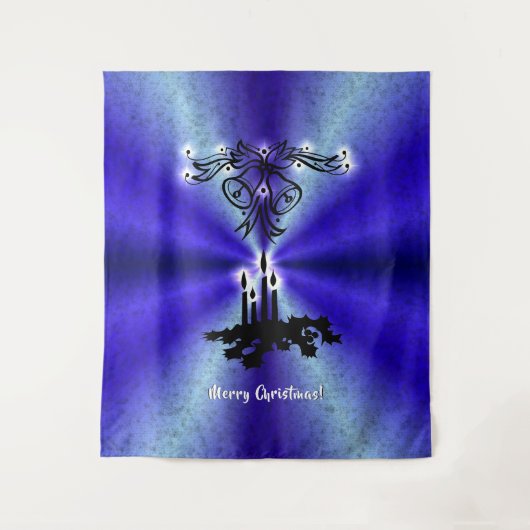 Advent, kerstartik op blauwe groene regenboog wandkleed (Voorkant)