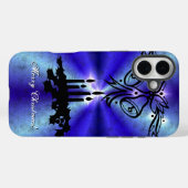 Advent, kerstboomschildering op blauwe groene rege Case-Mate iPhone case (Achterkant (horizontaal))