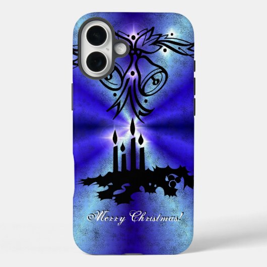 Advent, kerstboomschildering op blauwe groene rege Case-Mate iPhone case (Achterkant)