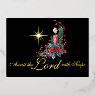 Advent Wacht op de Heer met Hoop Kerstster Folie Feestdagenkaart