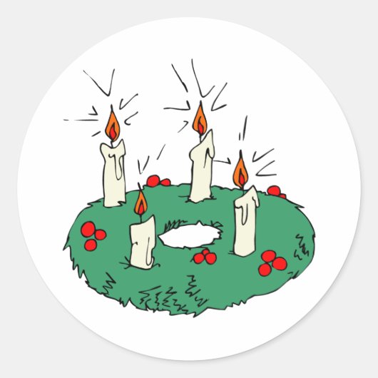 Advent Wreath Ronde Sticker (Voorkant)