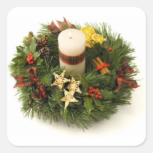 Advent Wreath Vierkante Sticker (Voorkant)