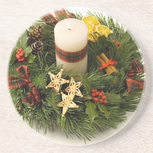 Advent Wreath Zandsteen Onderzetter (Voorkant)