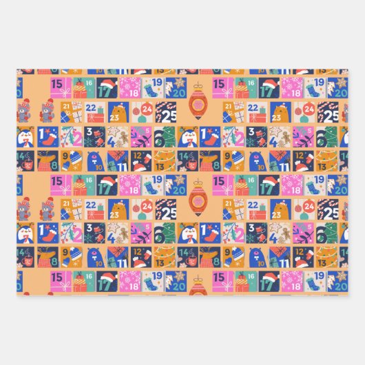 ADVENTKALENDER Scandinavische Volkskunst Hygge 3 k Inpakpapier Vel (Voorkant 2)