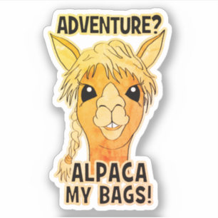 Adventure Alpaca Mijn Tassen - Rustieke Contour St Sticker