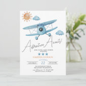 Adventure Attend Baby shower avion Invitation (Debout devant)
