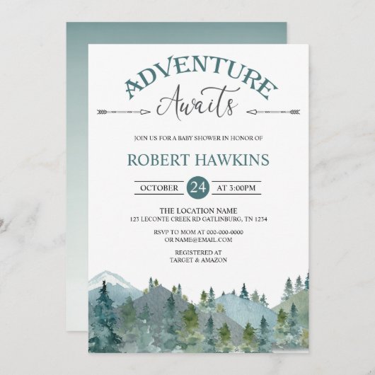 Adventure Attend Baby shower Invitation (Devant / Derrière)