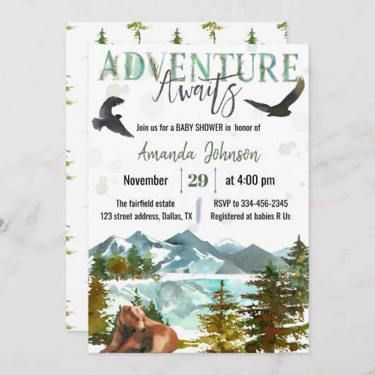 Adventure Attend Baby shower Invitation (Devant / Derrière)