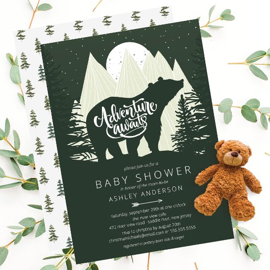 Adventure Attend Bear Baby shower Invitation