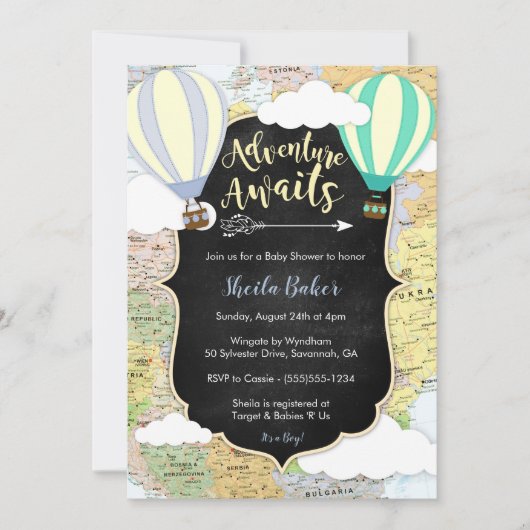 Adventure Attend Boy Baby shower Invitation (Devant)