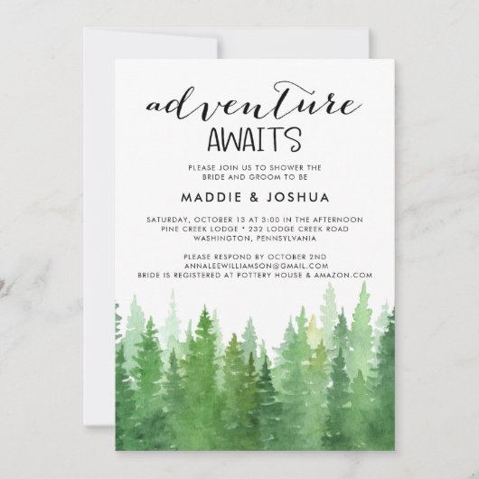 Adventure Attend Forêt Couples Douche Invitation (Devant)