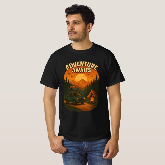 Adventure Attend T-Shirt Camping | Randonnée, Voya (Devant entier)