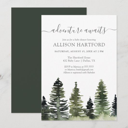 Adventure Attend Woodland Baby shower Invitation (Devant / Derrière)