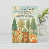 Adventure Attend Woodland Baby shower Invitation (Debout devant)