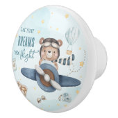 Adventure Aviation Schattige Beer Blue Plane Keramische Knop (Rechts)