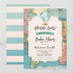 Adventure Await and Baby shower Invitation Map Sho