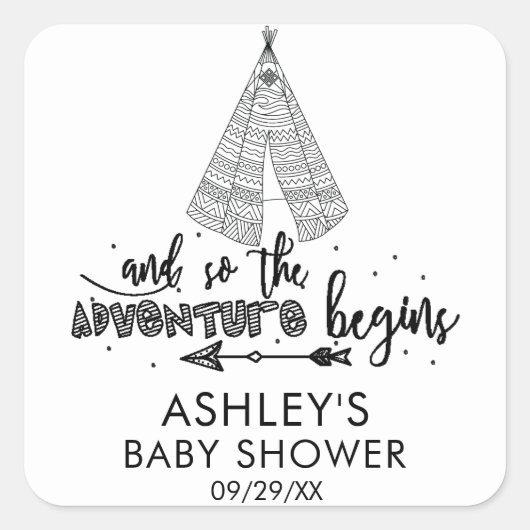 Adventure Await Baby shower Favor Sticker (Devant)