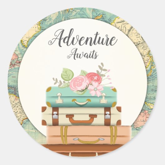 Adventure Await baby shower Sticker Enveloppe Scea (Devant)