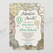 Adventure Await boy baby shower invitations (Devant / Derrière)