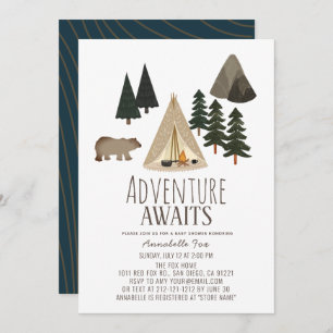 Adventure Await Camping Baby shower Invitation