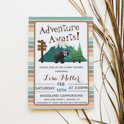 Adventure Await Camping Baby shower Invitation