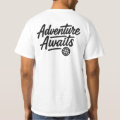 Adventure Await Globe Airplane Travel T-shirt (Dos)
