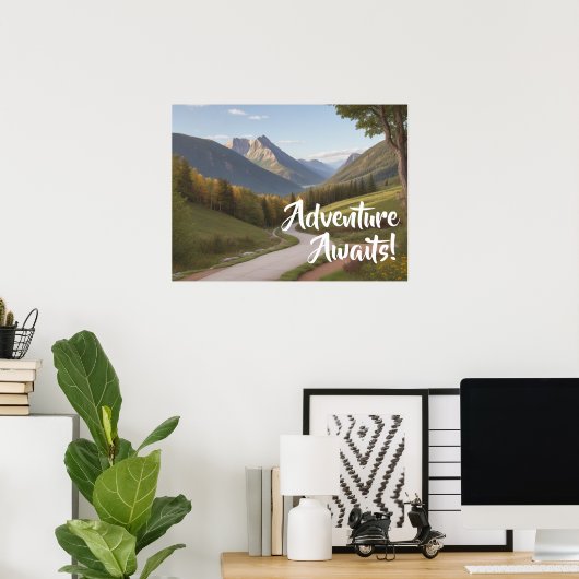 Adventure Await Mountain Giclée Art Poster Imprime (Bureau à domicile)