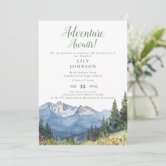 Adventure Await Mountains Faire-part de diplôme (Debout devant)