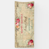 Adventure Await Vintage World Map Bannière Rose (Vertical)
