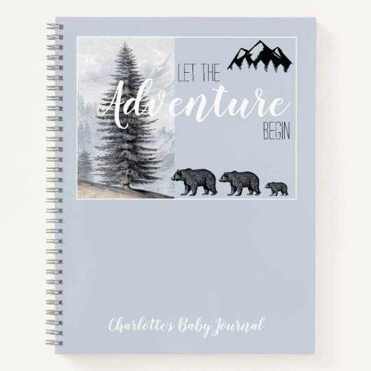 Adventure Await Woodland Bear Baby Journal (Devant)