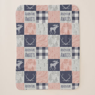 Adventure Awaits Baby Girl Minky Blanket Sherpa Deken