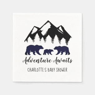 Adventure Awaits Beren Baby shower Napkins Servet