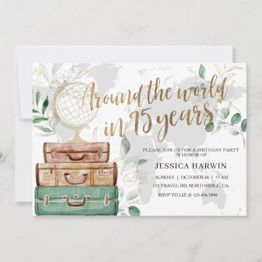 Adventure awaits BIRTHDAY, 75TH, Travel theme Kaart (Voorkant)