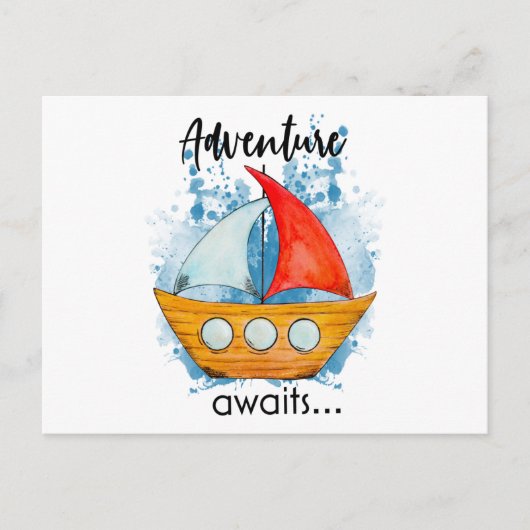 Adventure Awaits Boat Briefkaart (Voorkant)