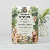 Adventure Awaits bosdier Baby shower Kaart (Staand voorkant)