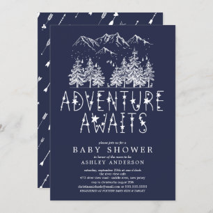 Adventure Awaits Boy baby shower Kaart