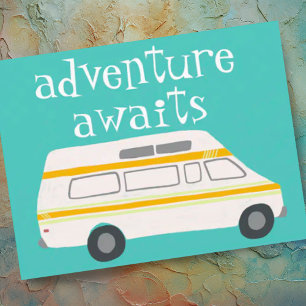ADVENTURE AWAITS Campervan RV Briefkaart